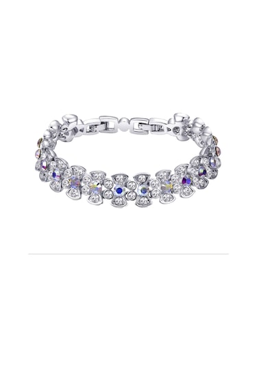 Monemel Kristal Taşlı Geniş Bileklik Altın Kaplama Gümüş - Rodyum