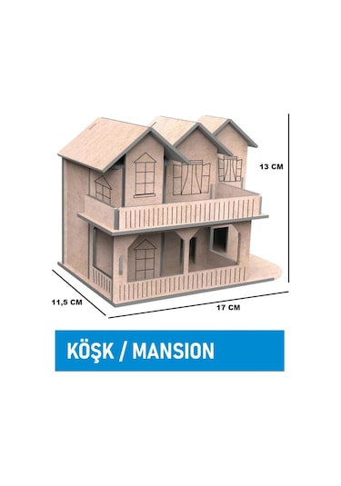 Ahşap Köşk Ev Maket Boyama Seti, 6'lı Boya Ve Fırça Dahil