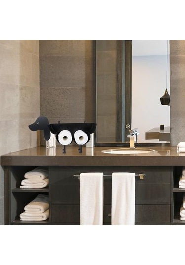 Karikatür Tasarım Rulo Kağıt Tutucu Dikey Doku Raf Tuvalet Kağıdı Organizatör Kağıt Tutucular Siyah 16.5 x 12.2 x 11.2 CM