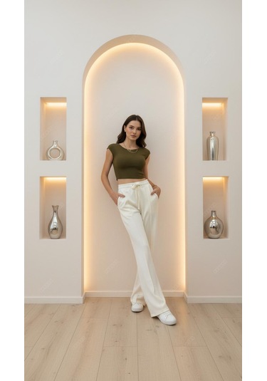 Divinus Crop Top T-shırt Haki
