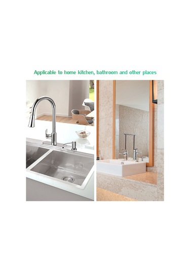 Springsun 304 Çelik Sabun Dağıtıcı 300ml - Mutfak Lavabo Banyo Entegre Sabun Verici Kolay Kurulum Gümüş