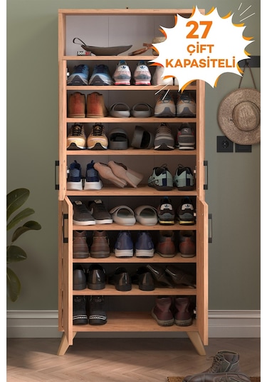 Bofigo 4 Kapaklı Ayakkabılık 9 Bölmeli Ayakkabılık Çok Amaçlı Dolap Beste Çam Çam
