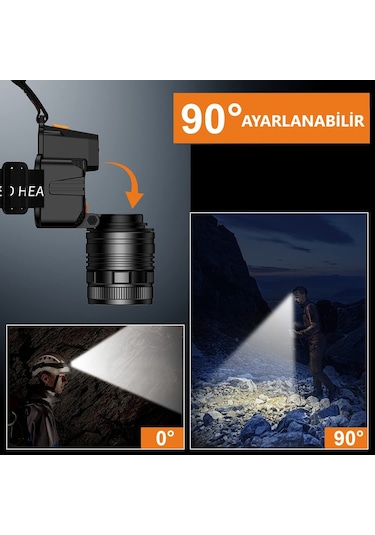 YCL 10 W 3 Modlu Şarjlı Powerbank Özellikli Kafa Lambası -YIS-205 Siyah