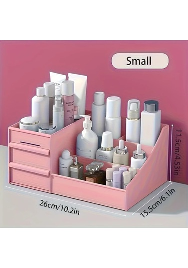 Sunshine011 Krem Ve Doğal Renkli Çok Katmanlı Makyaj Organizatörü: Çekmeceli, Bölmeli, Taşınabilir, Sağlam Krem