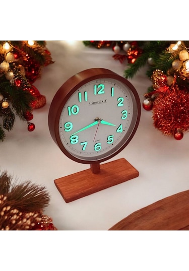 Fosforlu 3d Kabartma Rakam Eskitme Ahşap Ayaklı Ofis Masa Saati