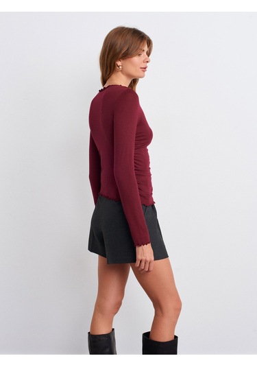 Dilvin 32112 Büzgülü Top-bordo Bordo