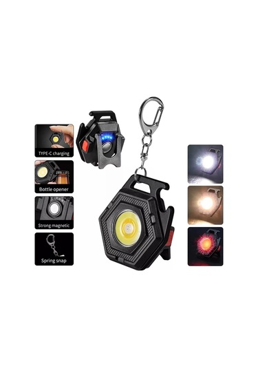 Küçük Mini Led Işık Yayan Küçük El Feneri Anahtarlık Işığı Güçlü Taşınabilir Işık El Feneri Ultra Hafif W5131+bracket Siyah