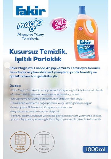 Fakir Magic 2'si 1 Arada Ahşap ve Sert Yüzey Temizleyici 1 L