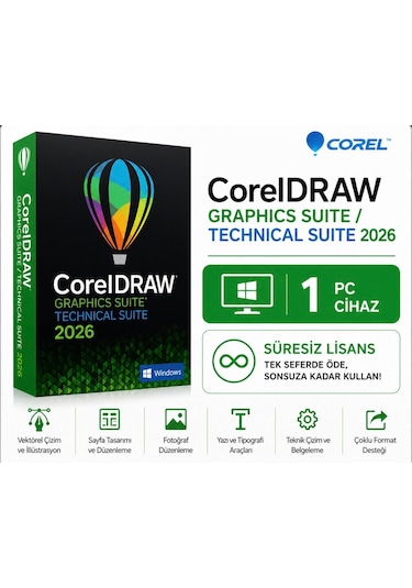 Corel Coreldraw Graphics Suite/technical Suite 2026 Windows - 1 Pc Süresiz Dijital Kod