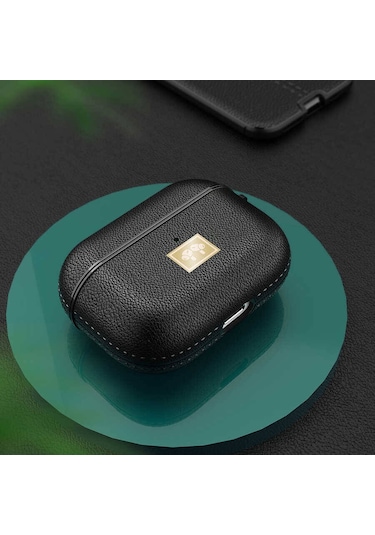 Airpods Pro 2 Uyumlu Deri Görünümlü Askı Aparatlı Wlons Kılıf Siyah