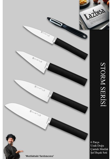 Incisive Serisi 6 Parça Mutfak Bıçak Set Kırmızı Çantalı İncisive Siyah - Kırmızı