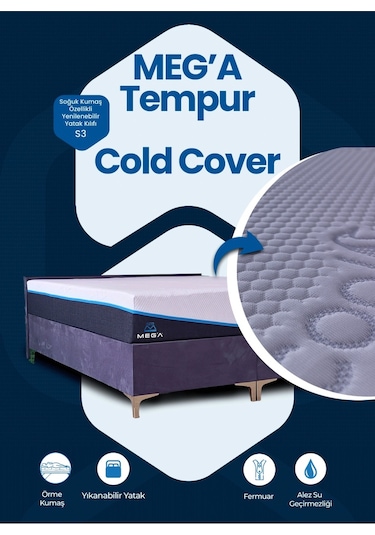 Meg'a Tempur Cold Cover Yatak Pedi&şiltesi Fermuarlı Yıkanabilir Yatak Kılıfı - 120 X 200 Cm Beyaz