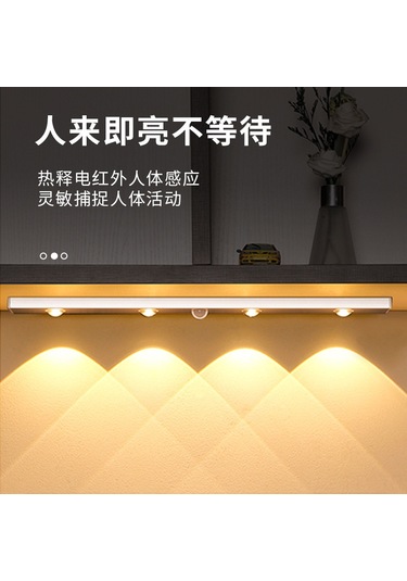 Dianziye Led İnsan Algılama Lambası, Kablosuz Şarjlı, 3-5m Algılama, 120 Açı, 3 Renk, 40cm, Otomatik Açık/kapat, Dolap-çekmece Için Beyaz