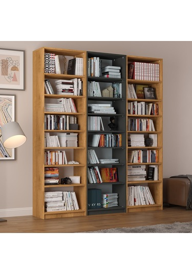 Asratrend Koyu Gri & Petra Kitaplık Asra Trend K-29