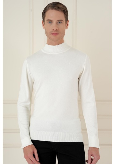 Tr 876 Slim Fit Ekru Klasik Triko Ekru