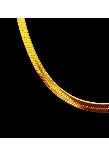 Gold Renk İtalyan Zincir Yassı Model Kadın Kolye Gold