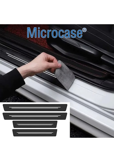Microcase 4'lü Karbon Fiber Suni Deri Kapı Eşiği Koruma Ve Çizik Önleyici Sticker Seti Al5363