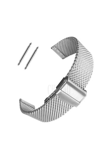 Metalik Gri Gümüş Kalın Hasır Çelik Saat Kordonu Kayış 20-22-24Mm