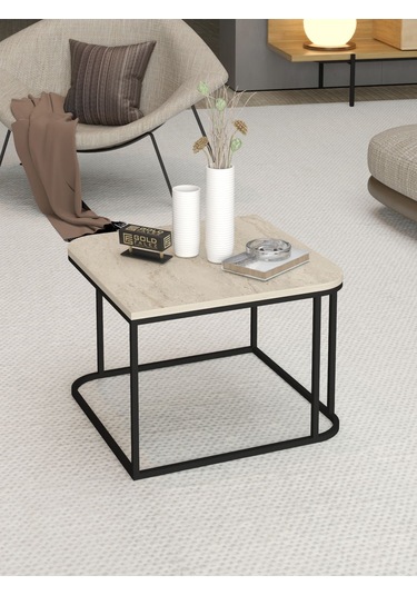 Orta Sehpa Tekli Damla Traverten Bej