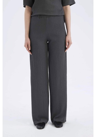 DeFacto Bürümcük Pantolon Wide Leg Geniş Bol Paça Esnek Belli C0200AX25SPAR104