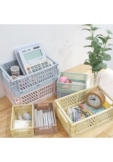 Tongxida Katlanabilir İstiflenebilir Depolama Sepeti Plastik İçi Boş Ev Ofis Düzenleyici Konteyner Büyük Açık Mavi Diğer