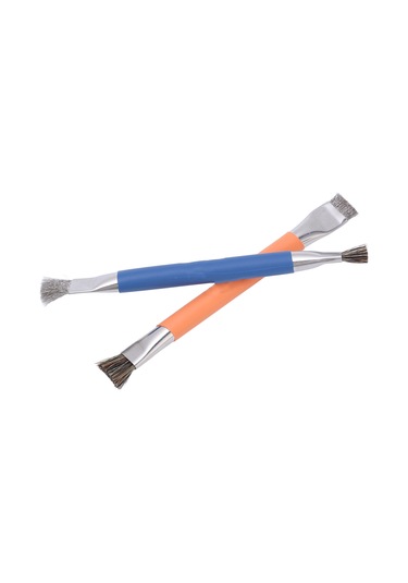 Lemestar Elektonik Bileşen Temizleme Fırçası, Çok Açıklı Premium Çelik Telve, Konforlu Kullanim, Turuncu-mavi 2'li Set