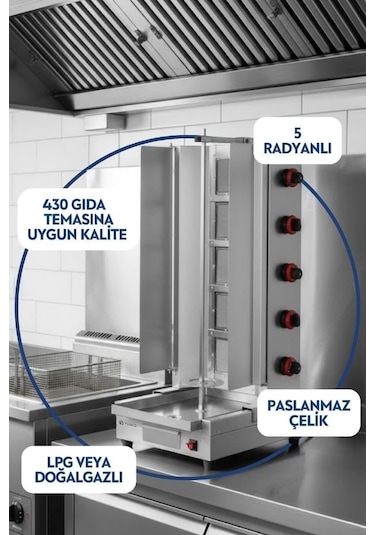 Vosco Döner Ocağı Alttan Motorlu 5 Radyan Lpg