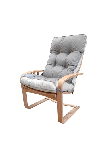 Şehzade Ahşap Gri/Krem Renkli Sallanan Sandalye - Çift Renk Dinlenme Koltuğu