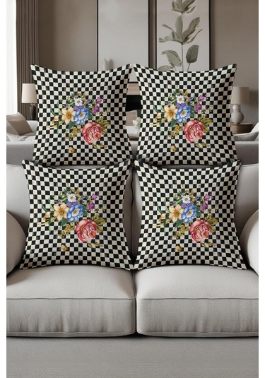 Dijital Baskılı Yumuşak Dokulu 4 Lü Kırlent Kılıfı Takımı 43x43 Cm Krl0073 Renkli