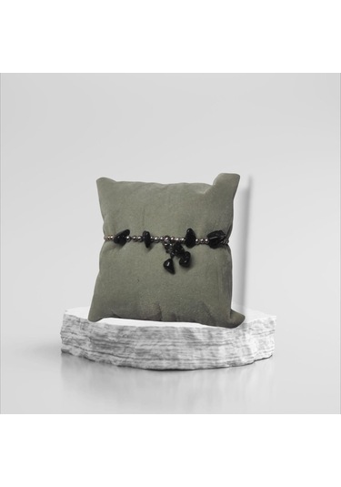 Oniks Taşı Halhal Doğal Taş Bileklik Hal Hal Ayarlanabilir İpli Siyah Taşlı Kristalize Kırık Taş Şifalı Halhal Bileklik Siyah