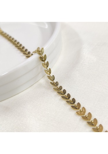 Yaprak Desen Çelik Bileklik 17 Cm + 3 Cm Beyaz