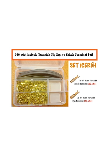 Maasco 160 Adet İzolesiz Yuvarlak Tip Dıs I Ve Erkek Terminal Set