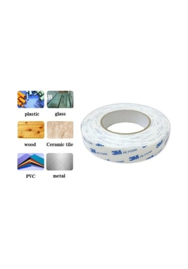 Güçlü Çift Taraflı Köpük Bant Beyaz - 15 mm Genişlik - 10 metre