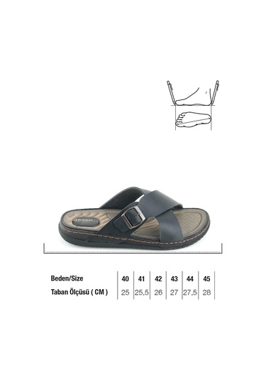 Gezer Erkek Yazlık Suni Deri Tek Toka Ayarlanabilir Rahat Taban Günlük Terlik Siyah