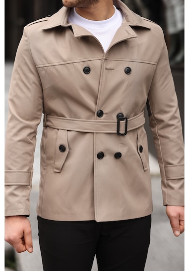 Mero Life Erkek Krem Mevsimlik Astarlı Kemerli Kruvaze Trençkot Krem Mero Life Erkek Krem Mevsimlik Astarlı Kemerli Kruvaze Trençkot Krem