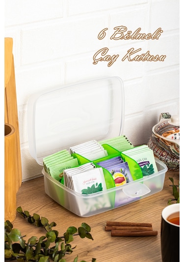 Porsima 1178 Premium 6 Bölmeli Poşet Çay Kutusu Sallama Çay Kutusu Yeşil