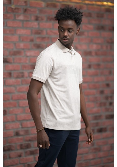 Advante Regular Fit Likralı Çizgili Polo Yaka T-shirt Kahverengi