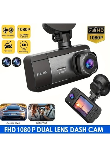 Xuweiwei 1080p Dual Lens Dual Camera Without Card Araç Kamerası Geniş Açı Hd Gece Görüşü Döngü Kayıt Hareket Algılama 2 Ips Ekran Ön Ve Kabin Dvr