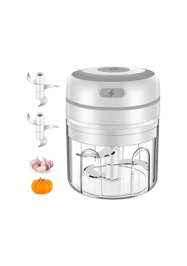 Vkemall Elektrikli Mini Yemek İşleyici, Sarımsak Soğan Sebze Et Kesici, Usb Şarjlı, 30w Motor, 250ml, Çelik Bıçaklı, Kolay Temizlenir Diğer
