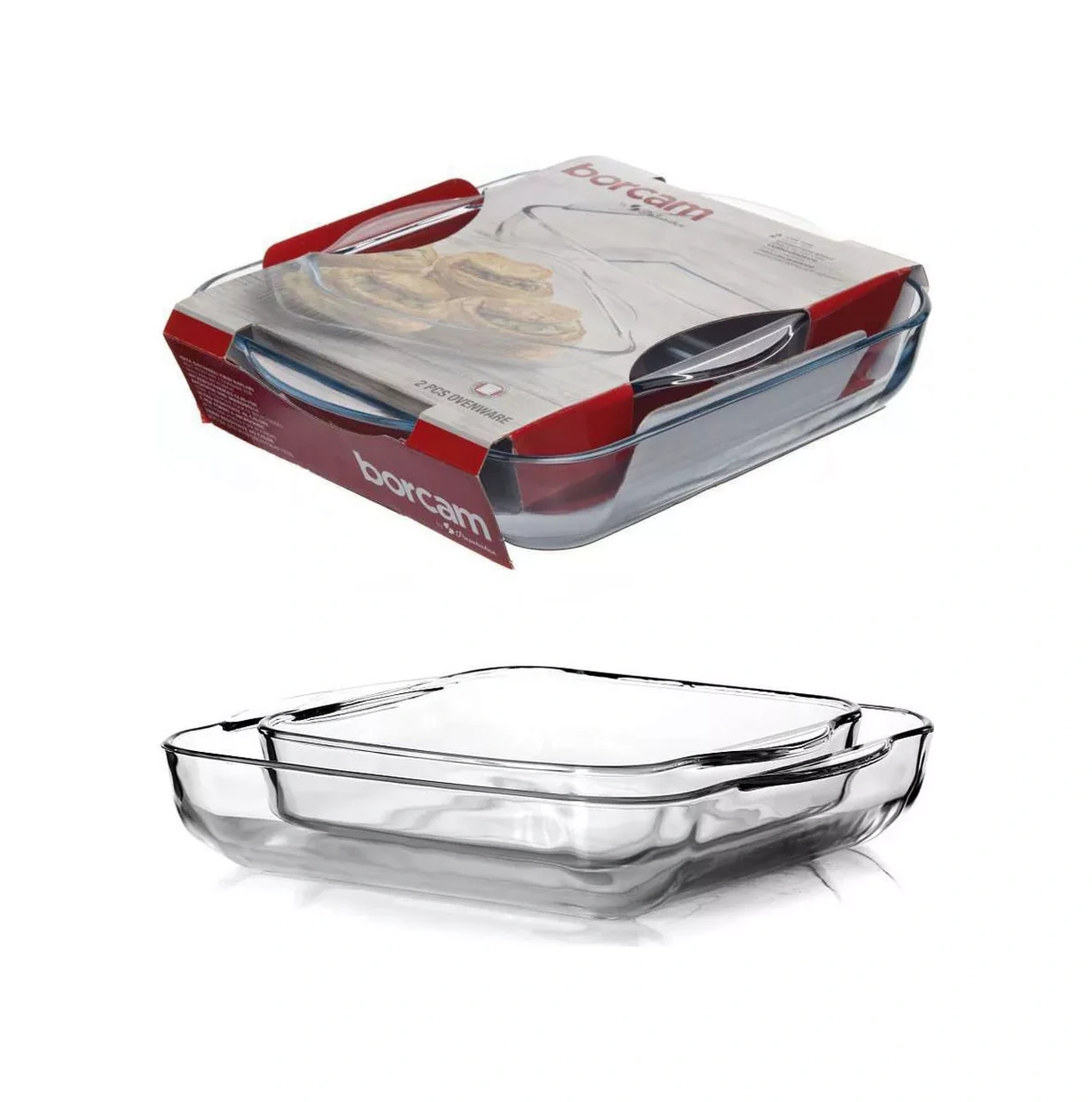 Borcam Cam Fırın Kapları, 2 Adet: 3,2 L + 2 L 9218390 Beyaz