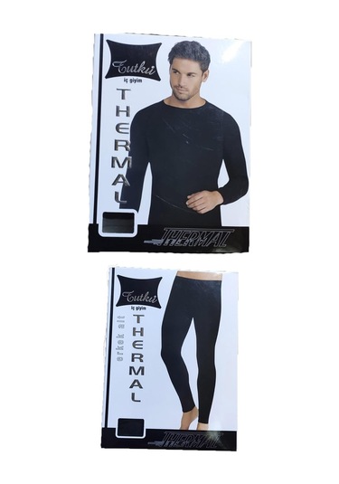 Siyah Termal Içlik Takımı Polar Bere Boyunluk Eldiven Havlu Çorap Seti Siyah