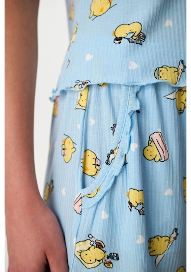 Penti Açık Mavi Happine Rib Şortlu Pijama Takımı Açık Mavi