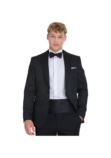 Hatemoğlu Siyah Slim Fit Çıkma Sivri Yaka Klasik Damatlık 36035 Siyah