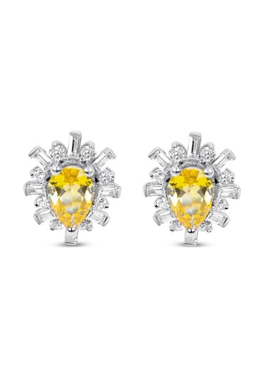 Keops Pırlanta Damla Sitrin Baget Taşlı Küpe