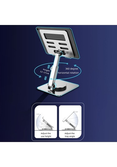 Ebitda Alüminyum Stand Ayarlanabilir Masaüstü Telefon Tutucu Mt136 Gri 360 Döndürülebilir, Yükseklik Ayarlanabilir, Katlanabilir, 4-13 İnç Uygun