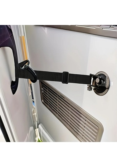 Sunshine011 Sportulı Siyah Kapı Tutucu Kayışı - Rüzgar Ve Su Geçirmez Dayanıklı Siyah