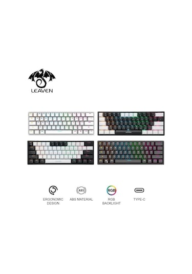 Leaven K620 Blue Switch Kablolu USB Type-c RGB Mekanik Oyuncu Klavyesi