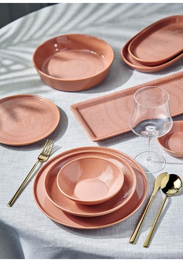 The Mia The Mia Noon Yemek Takımı 6 Kişilik Somon 24 Parça Şeffaf