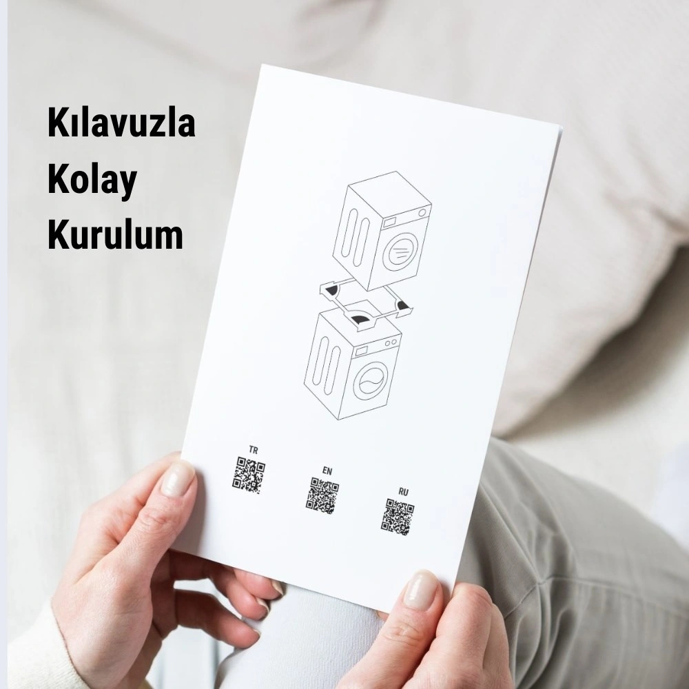Çamaşır Makinesi Kurutma Makinesi İstifleme Birleştirme Kiti Ayarlanabilir Vestel, Regal Gri - Inox Modeller İle Uyumlu - 42244332