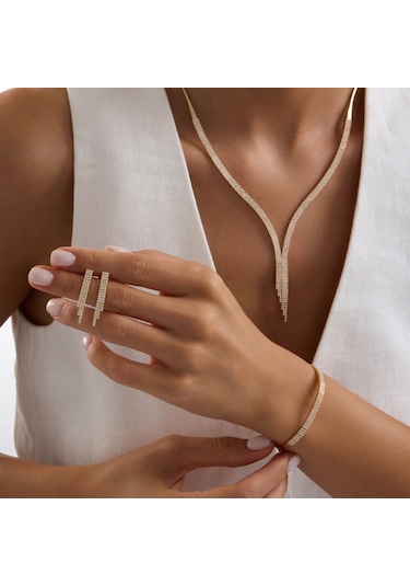 Su Yolu Set Sarı Altın Üç Sıra T14335